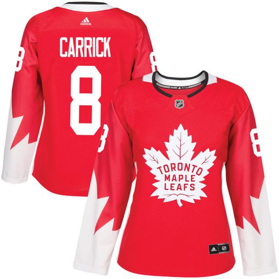 2017 NHL Toronto Maple Leafs women #8 Connor Carrick red jersey->women nhl jersey->Women Jersey